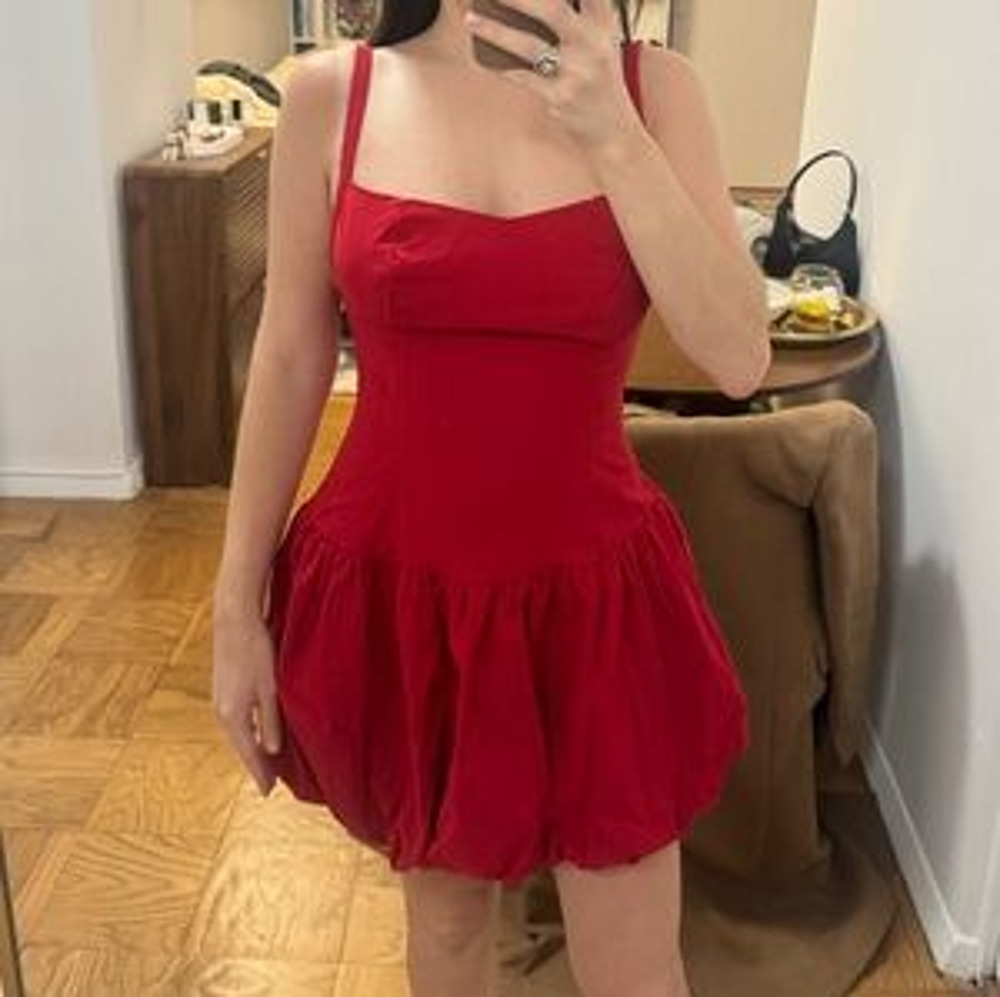 NWT Galita Sleeveless Sweetheart Neck Mini Bubble Dress Red Women's Size Medium